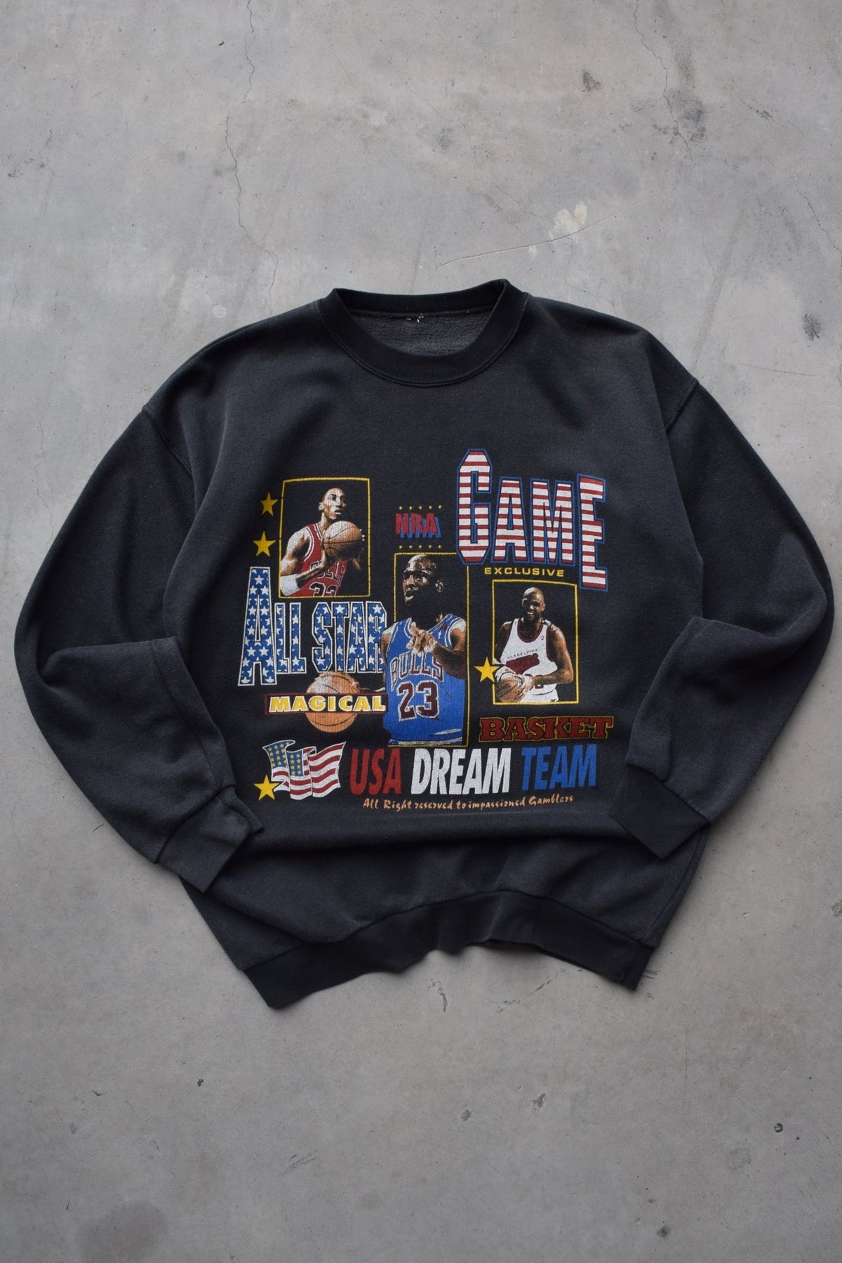 NBA United States Dream Team Black Graphic Crewneck — 1990s (S/M) - Retrospective Store