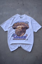 NBA Utah Jazz Champions White Graphic Tee — 1997 (L) - Retrospective Store