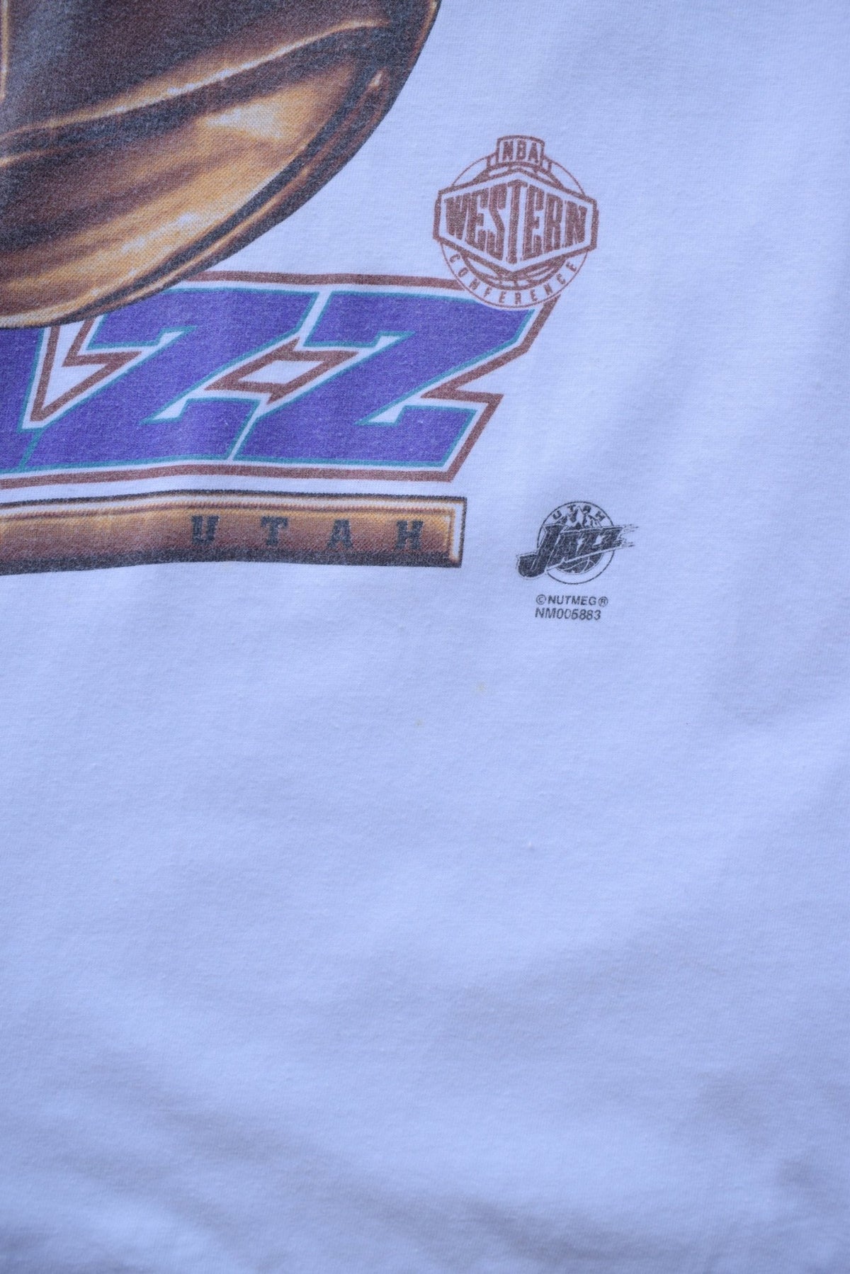 NBA Utah Jazz Champions White Graphic Tee — 1997 (L) - Retrospective Store