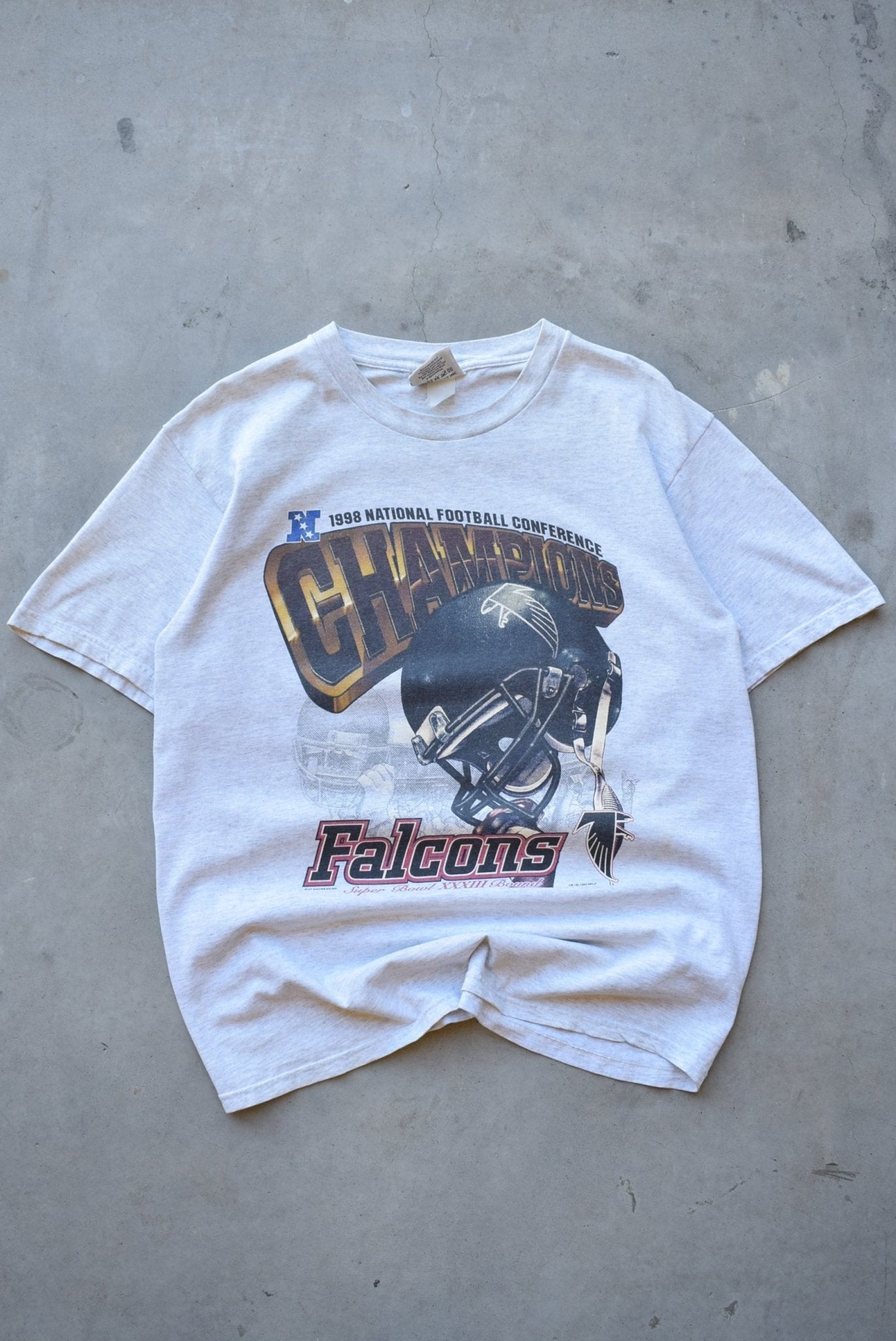 NFL Atlanta Falcons Champions Grey Graphic Tee — 1998 (L) - Retrospective Store