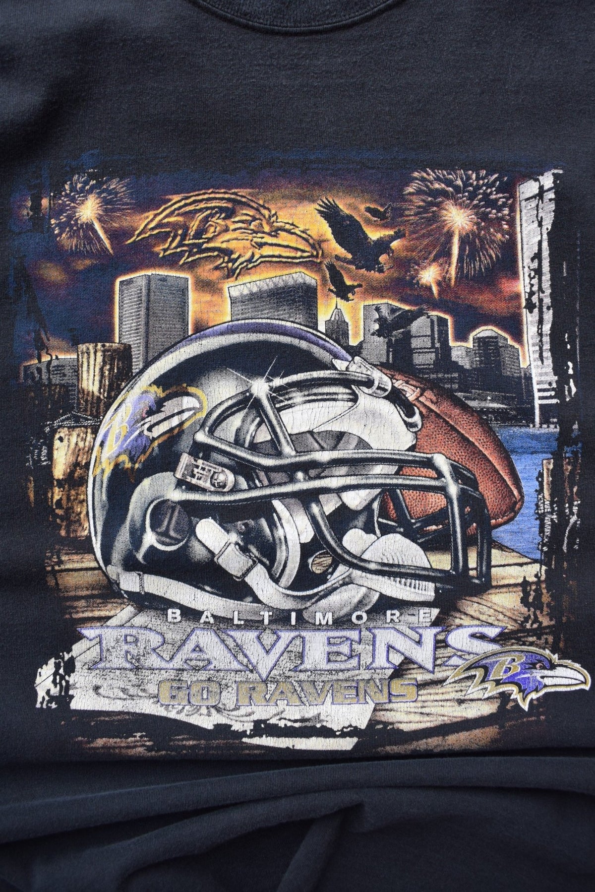 NFL Baltimore Ravens Black Graphic Tee — 2000s (XXL) - Retrospective Store