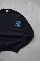 NFL Carolina Panthers Black Embroidered Crewneck — 1990s (L/XL) - Retrospective Store