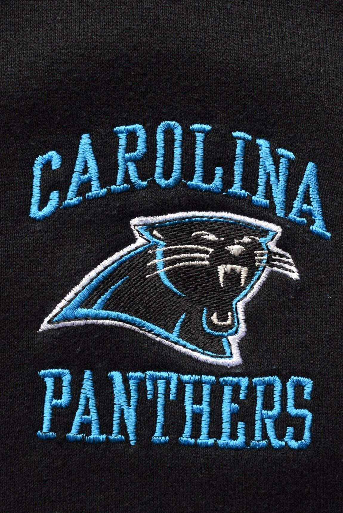 NFL Carolina Panthers Black Embroidered Crewneck — 1990s (L/XL) - Retrospective Store