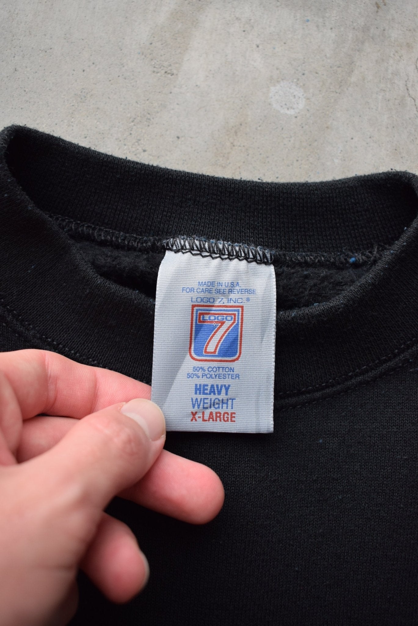 NFL Carolina Panthers Black Embroidered Crewneck — 1990s (L/XL) - Retrospective Store