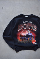 NFL Cleveland Browns Black Graphic Crewneck — 1990s (M) - Retrospective Store