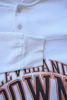 NFL Cleveland Browns White Quarter Button Crewneck — 1990s (M) - Retrospective Store