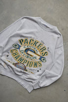 NFL Green Bay Packers Champions Grey Graphic Crewneck — 1996 (S/M) - Retrospective Store