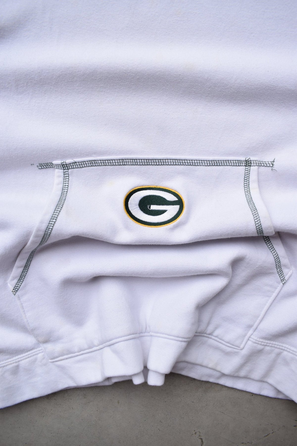 NFL Green Bay Packers White & Green Embroidered Quarter Zip — 2000s (XXL) - Retrospective Store