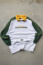 NFL Green Bay Packers White & Green Embroidered Quarter Zip — 2000s (XXL) - Retrospective Store