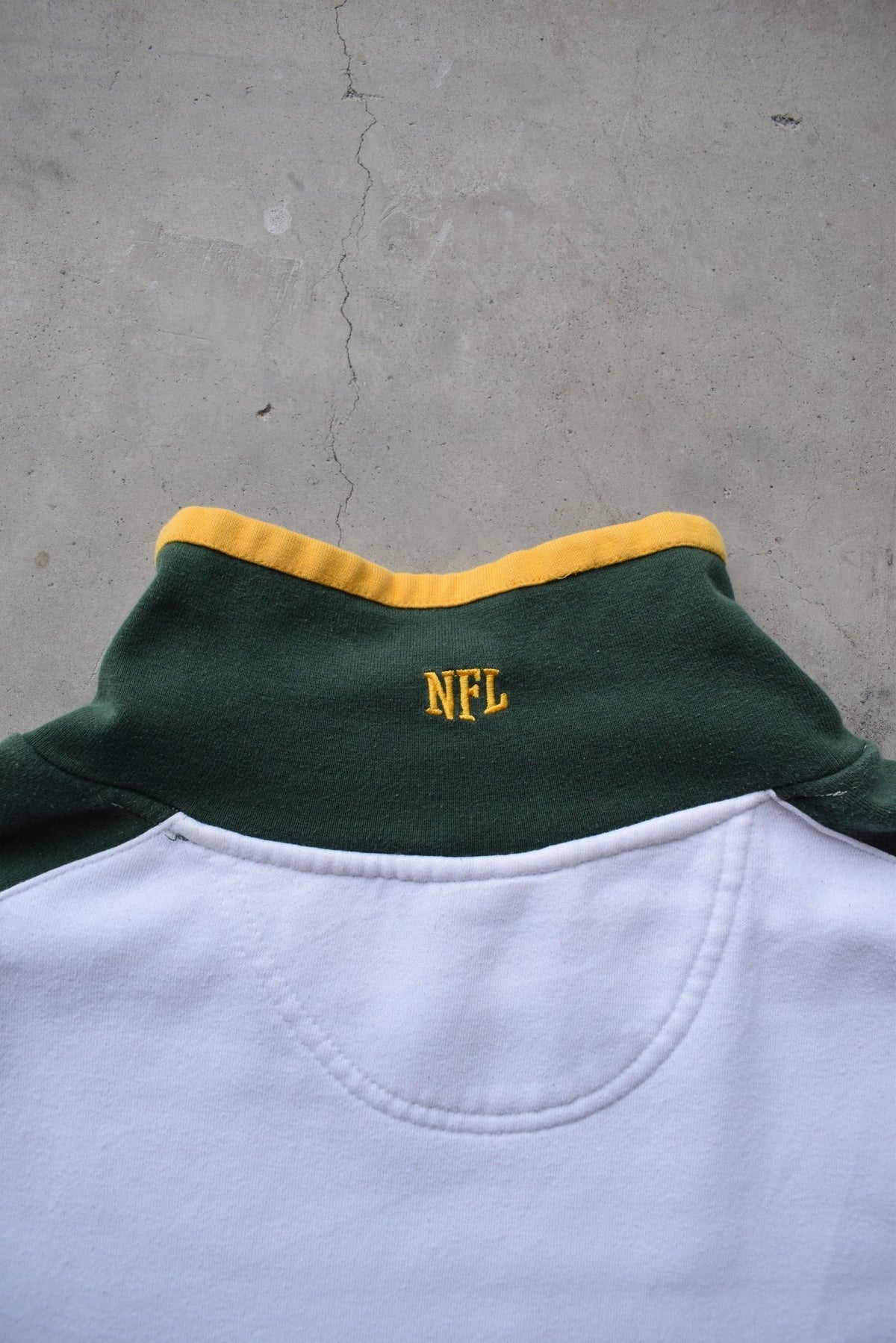 NFL Green Bay Packers White & Green Embroidered Quarter Zip — 2000s (XXL) - Retrospective Store