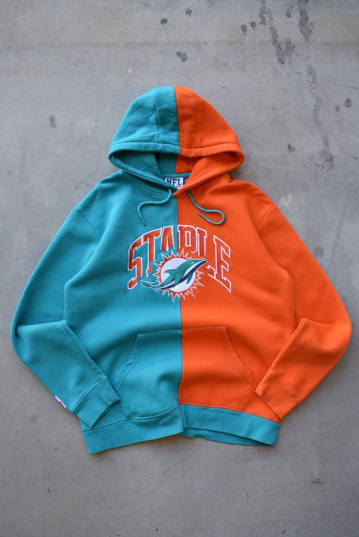 NFL Miami Dolphins Blue & Orange Embroidered Hoodie — 2000s (L/XL) - Retrospective Store