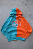 NFL Miami Dolphins Blue & Orange Embroidered Hoodie — 2000s (L/XL) - Retrospective Store