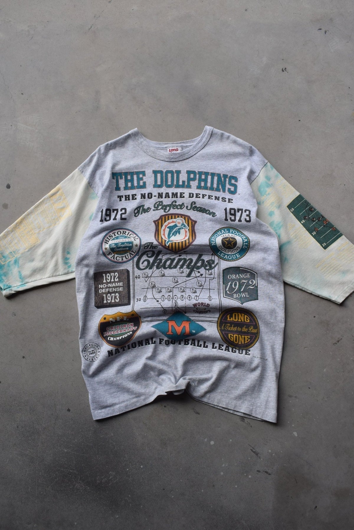 NFL Miami Dolphins Grey All-Over-Print Graphic Tee — 1993 (L) - Retrospective Store