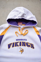 NFL Minnesota Vikings White & Purple Embroidered Hoodie — 2000s (XXL) - Retrospective Store