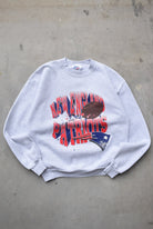 NFL New England Patriots Grey Graphic Crewneck — 1995 (S) - Retrospective Store