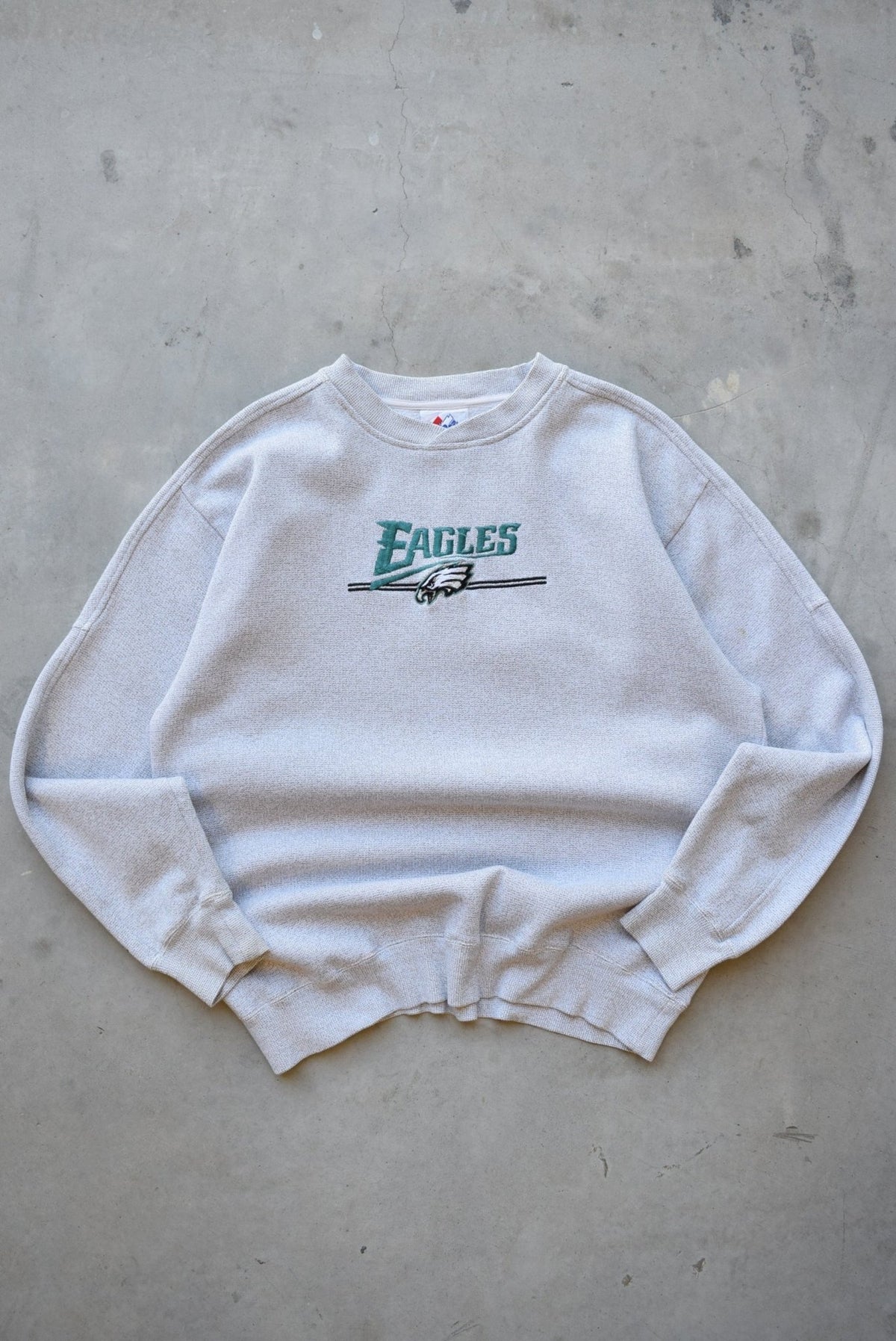 NFL Philadelphia Eagles Grey Embroidered Crewneck — 2000s (M/L) - Retrospective Store