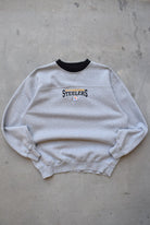 NFL Pittsburgh Steelers Grey Embroidered Spellout Crewneck — 2000s (L) - Retrospective Store