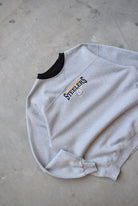 NFL Pittsburgh Steelers Grey Embroidered Spellout Crewneck — 2000s (L) - Retrospective Store