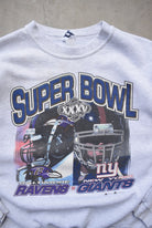 NFL Ravens vs. Giants Superbowl XXXV Grey Graphic Crewneck — 2001 (M) - Retrospective Store