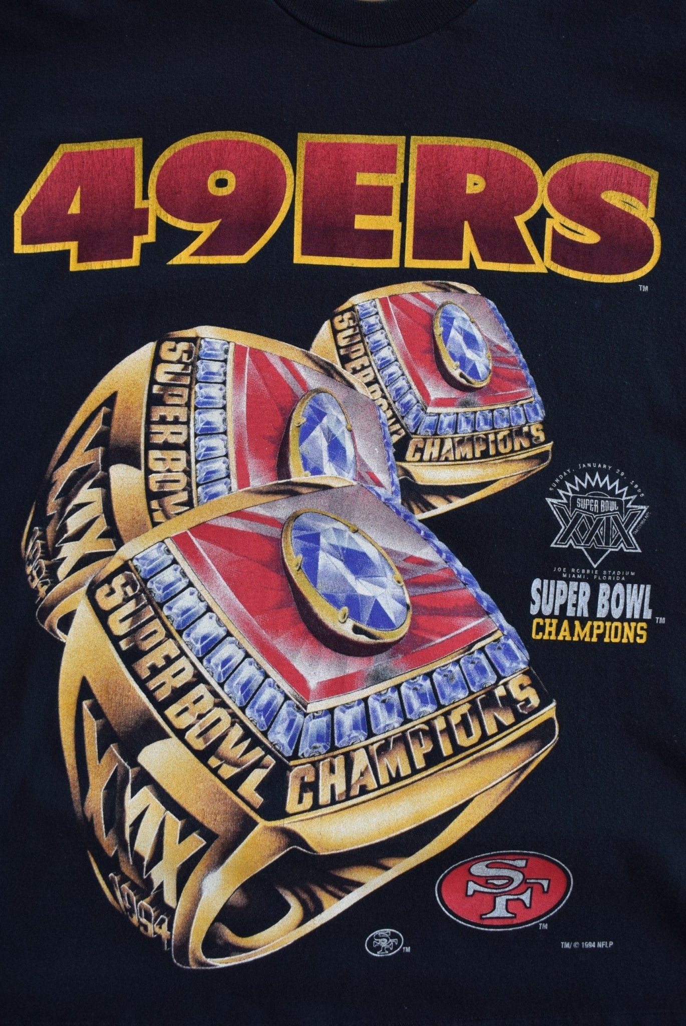 NFL San Francisco 49ers Superbowl Champions Black Graphic Tee — 1995 (L) - Retrospective Store
