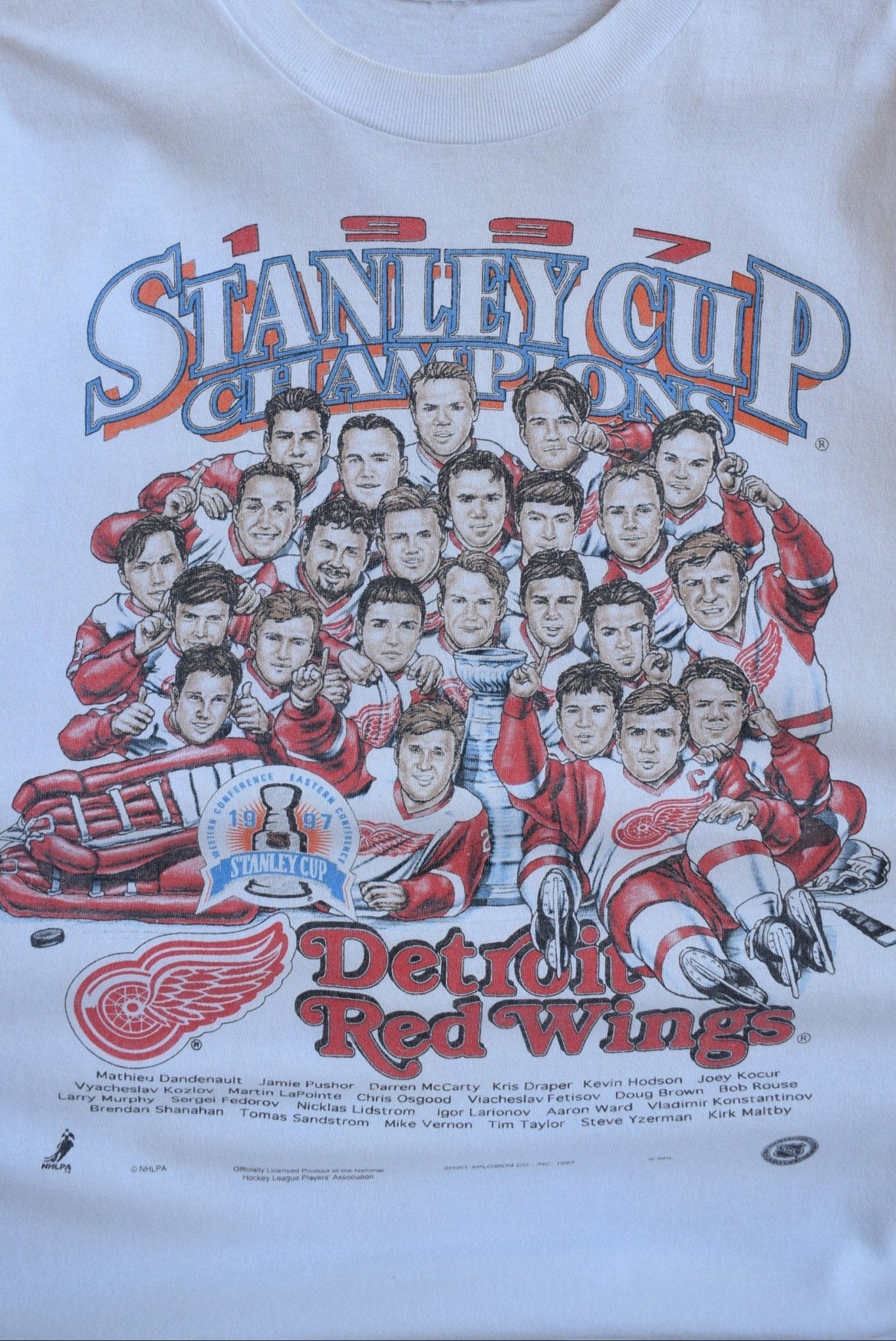 NHL Detroit Red Wings Stanley Cup Champions White Tee — 1997 (L) - Retrospective Store
