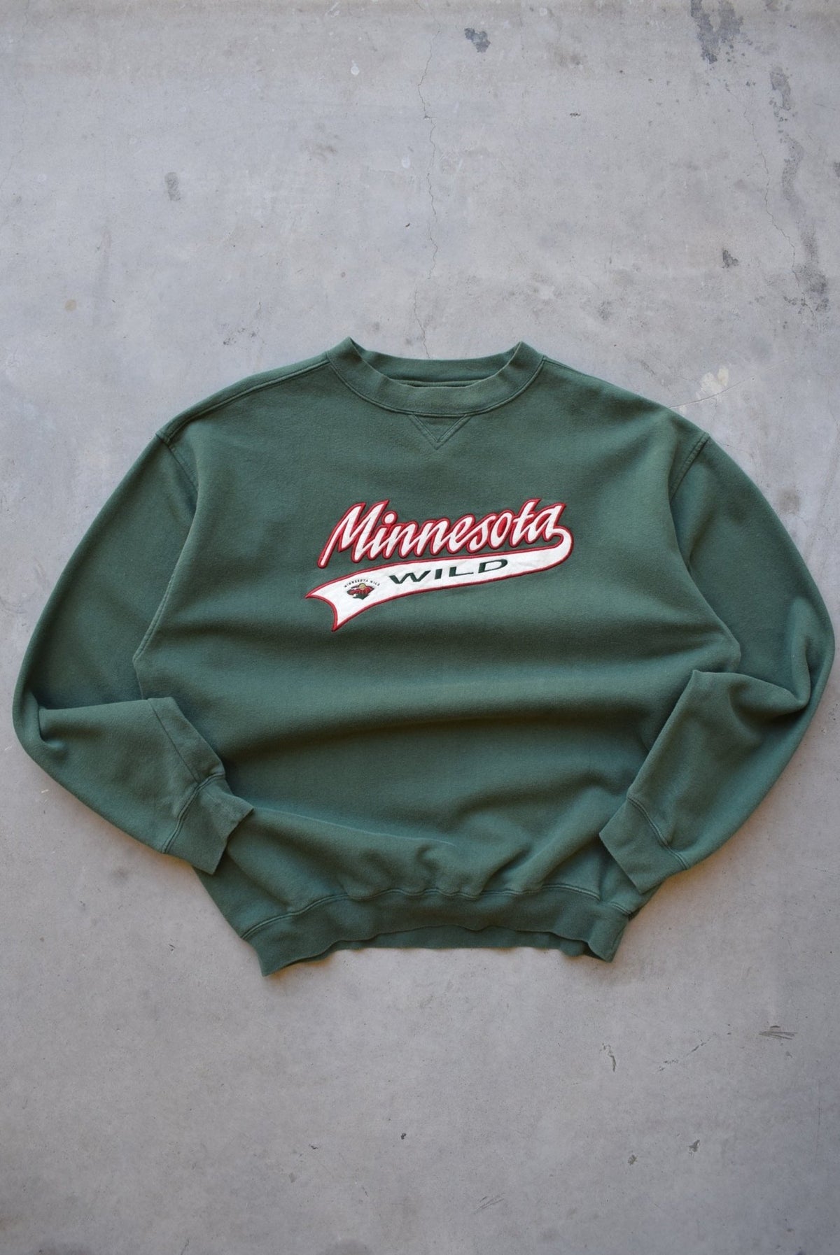 NHL Minnesota Wild Green Embroidered Crewneck — 1990s (XL) - Retrospective Store