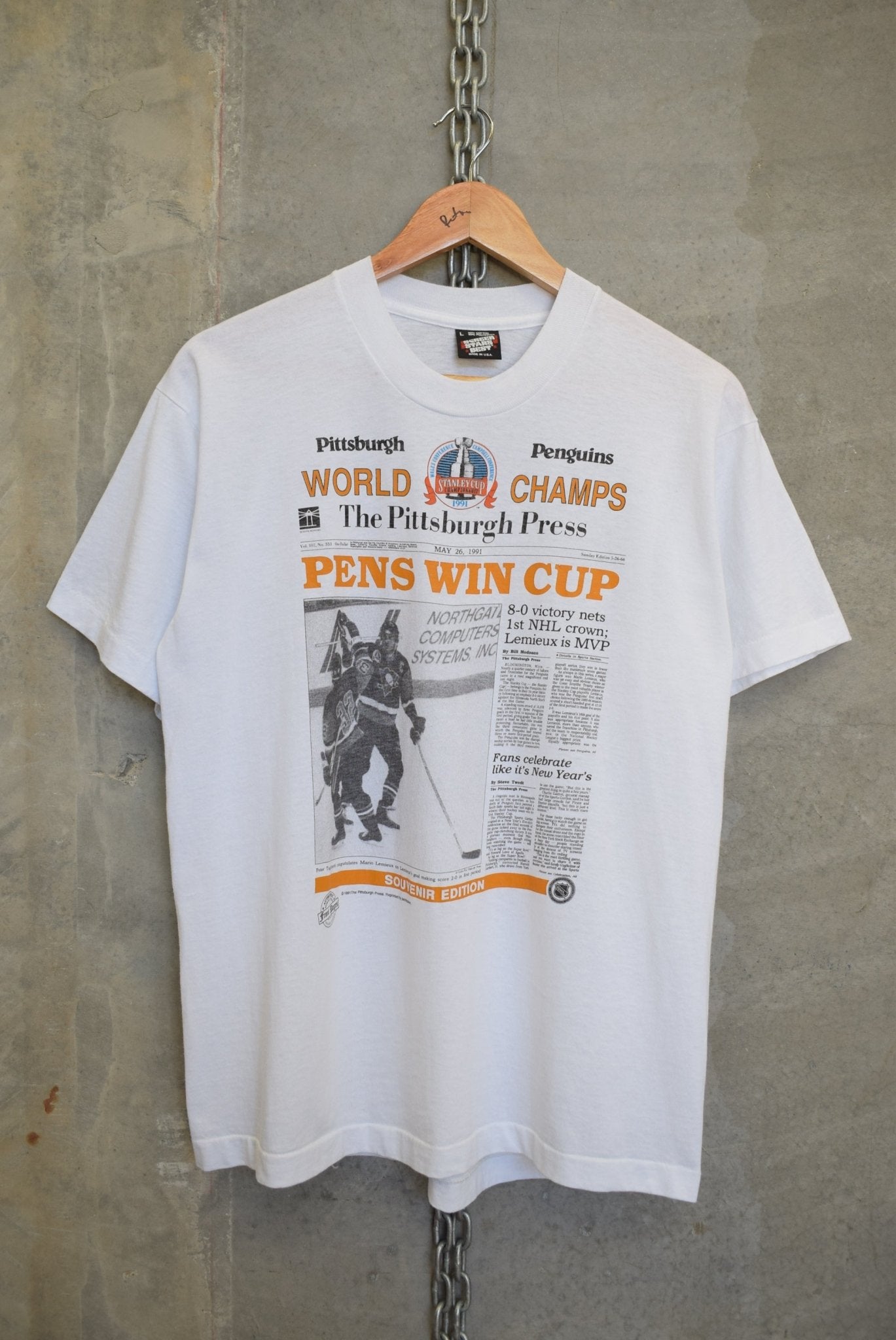 NHL Pittsburgh Penguins World Champs Tee — 1991 (M) - Retrospective Store