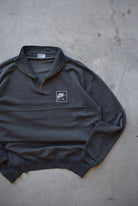 Nike Air Charcoal Embroidered Spellout Quarter Zip — 1990s (L) - Retrospective Store