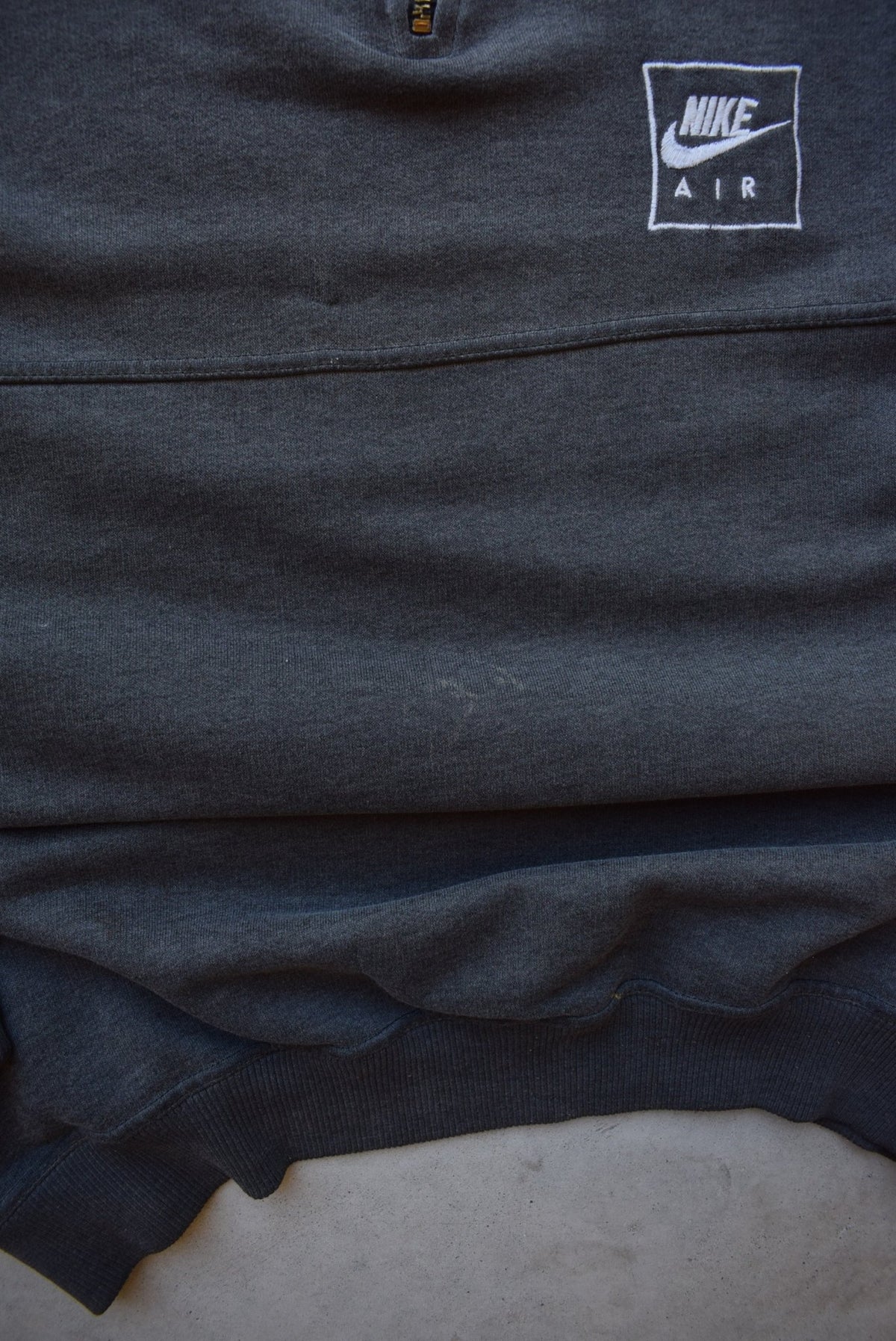 Nike Air Charcoal Embroidered Spellout Quarter Zip — 1990s (L) - Retrospective Store