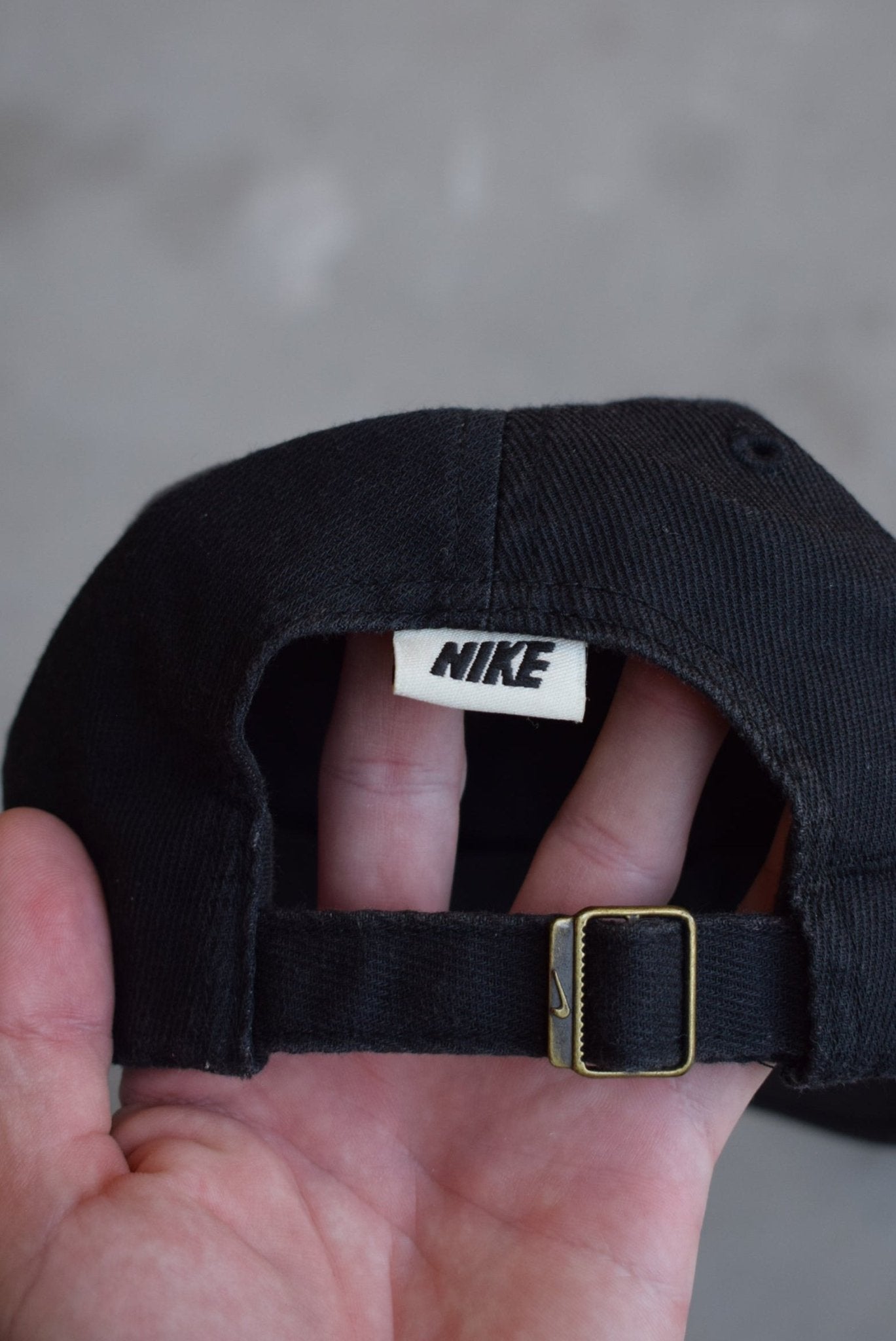 Nike Athletics Black Embroidered Swoosh Hat — 1990s - Retrospective Store