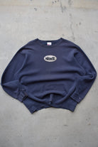 Nike Athletics Navy Embroidered Spellout Crewneck — 1990s (XL) - Retrospective Store