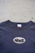 Nike Athletics Navy Embroidered Spellout Crewneck — 1990s (XL) - Retrospective Store