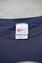 Nike Athletics Navy Embroidered Spellout Crewneck — 1990s (XL) - Retrospective Store