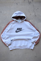 Nike Baby-Blue & Brown Embroidered Spellout Hoodie — 2000s (M) - Retrospective Store