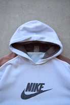 Nike Baby-Blue & Brown Embroidered Spellout Hoodie — 2000s (M) - Retrospective Store