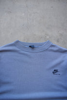 Nike Baby-Blue Embroidered Spellout Crewneck — 1980s (L/XL) - Retrospective Store
