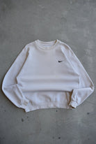Nike Beige Embroidered Swoosh Crewneck — 1990s (L) - Retrospective Store