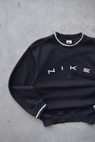 Nike Black Embroidered Spellout Crewneck — 1990s (XS) - Retrospective Store