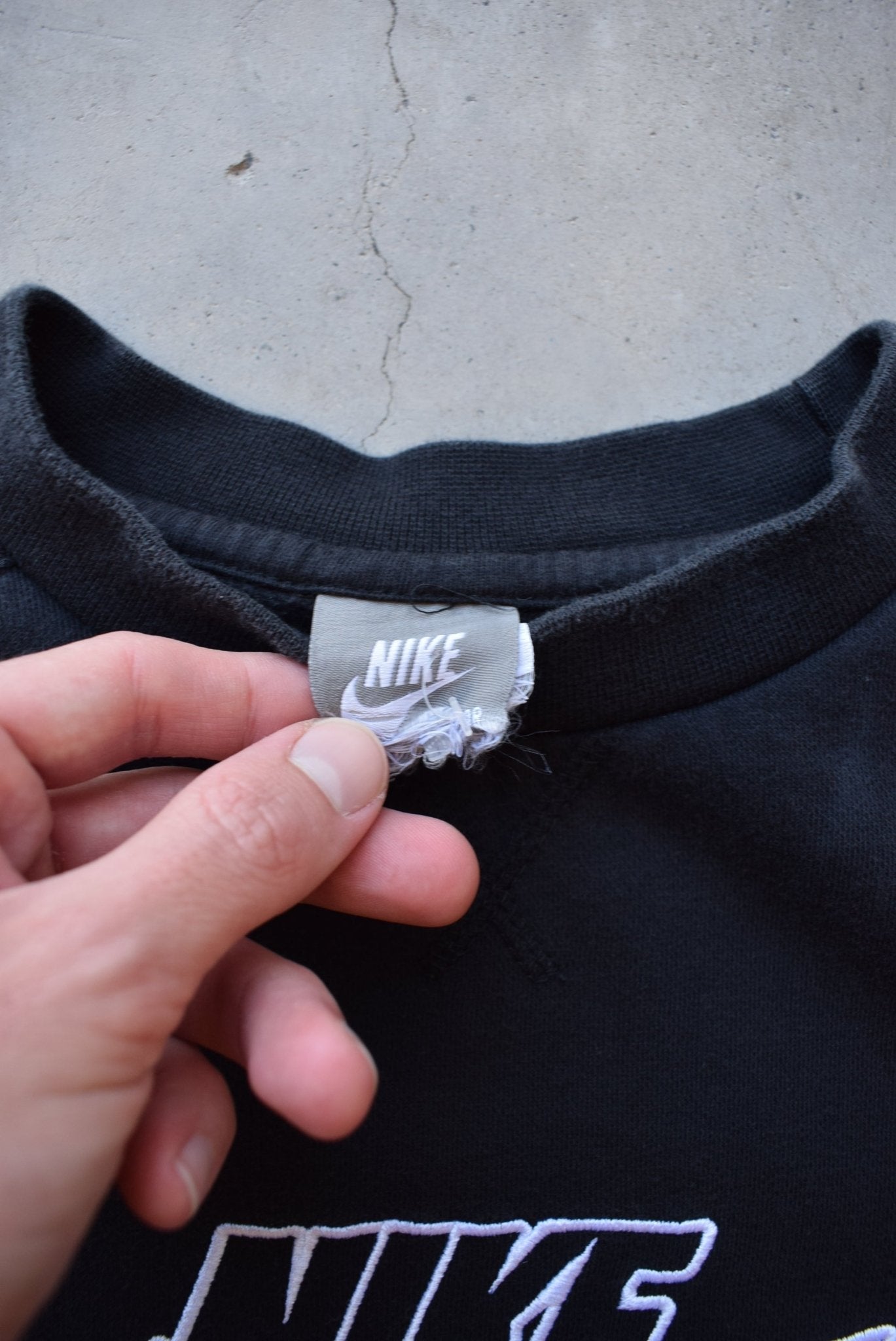 Nike Black Embroidered Spellout Crewneck — 2000s (S/M) - Retrospective Store