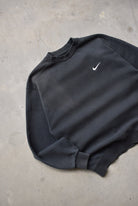 Nike Black Embroidered Swoosh Crewneck — 1990s (S) - Retrospective Store