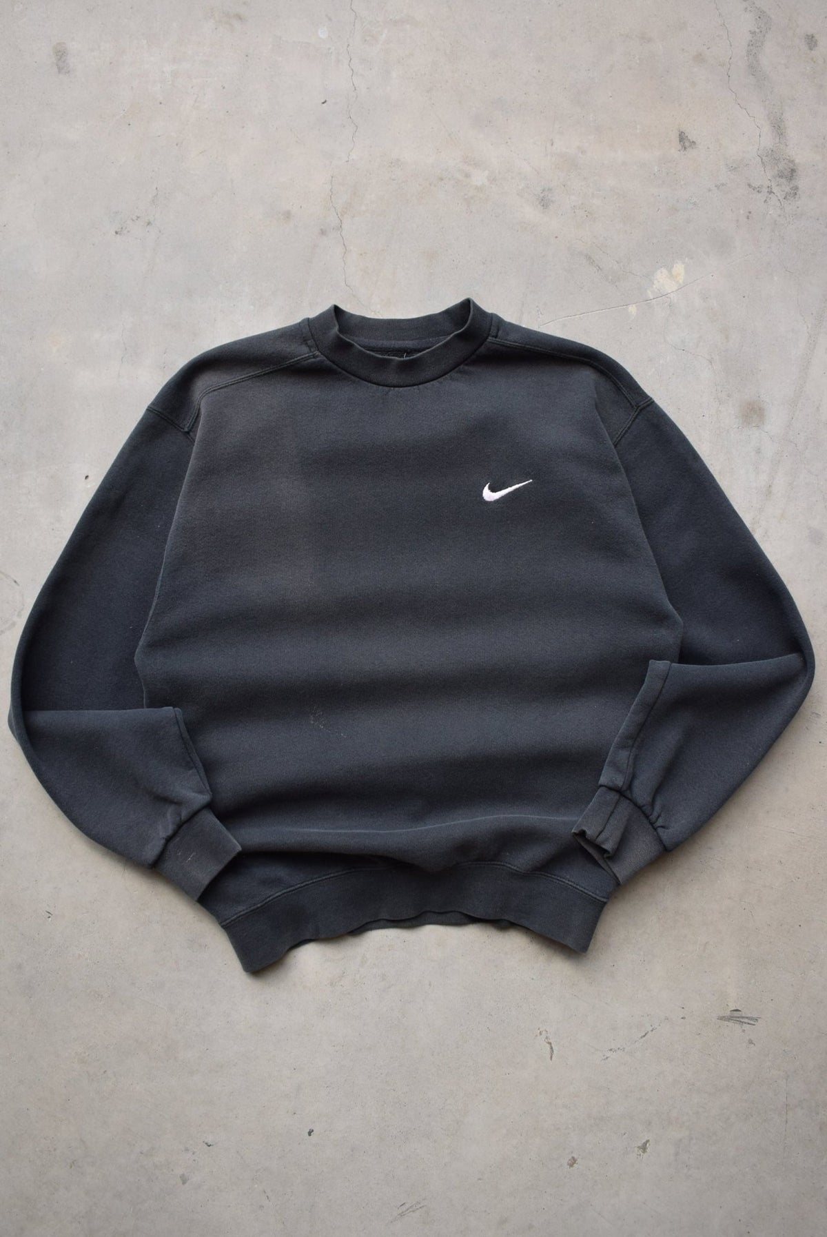 Nike Black Embroidered Swoosh Crewneck — 1990s (S) - Retrospective Store