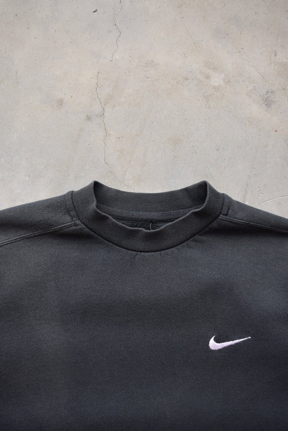 Nike Black Embroidered Swoosh Crewneck — 1990s (S) - Retrospective Store