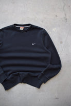 Nike Black Embroidered Swoosh Crewneck — 2000s (M/L) - Retrospective Store