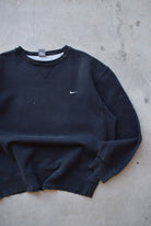 Nike Black Embroidered Swoosh Crewneck — 2000s (XXL) - Retrospective Store