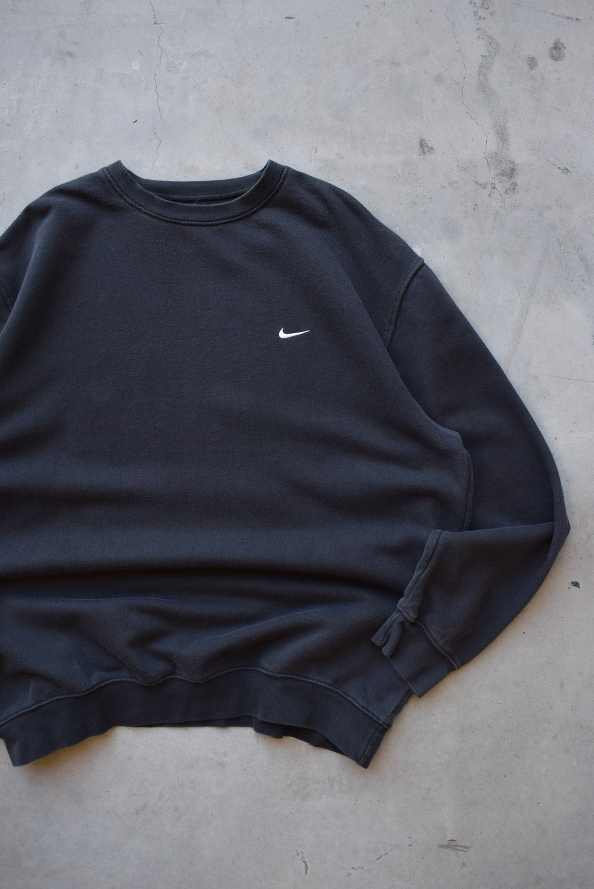 Nike Black Embroidered Swoosh Crewneck — 2000s (XXL) - Retrospective Store