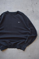 Nike Black Embroidered Swoosh Crewneck — 2000s (XXL) - Retrospective Store