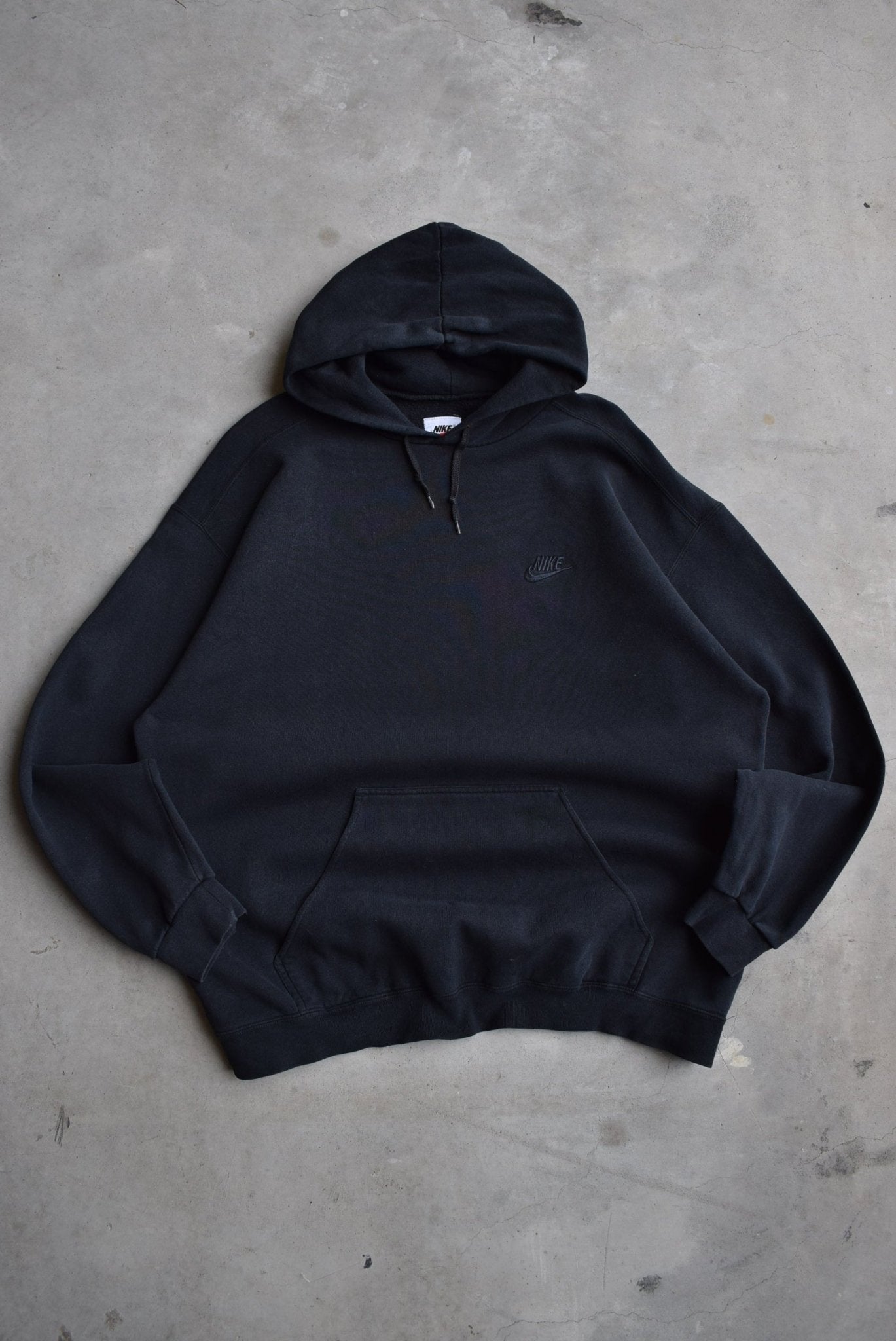 Nike Black Embroidered Swoosh Hoodie — 1990s (XXL) - Retrospective Store