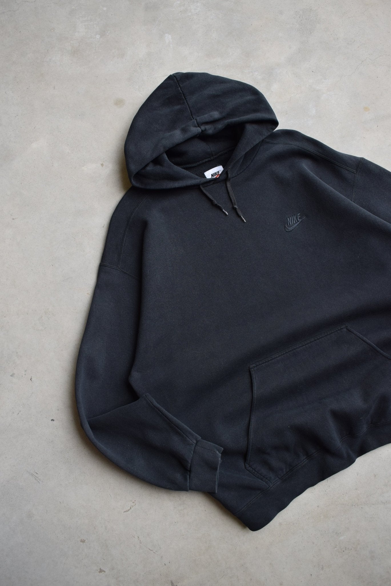 Nike Black Embroidered Swoosh Hoodie — 1990s (XXL) - Retrospective Store