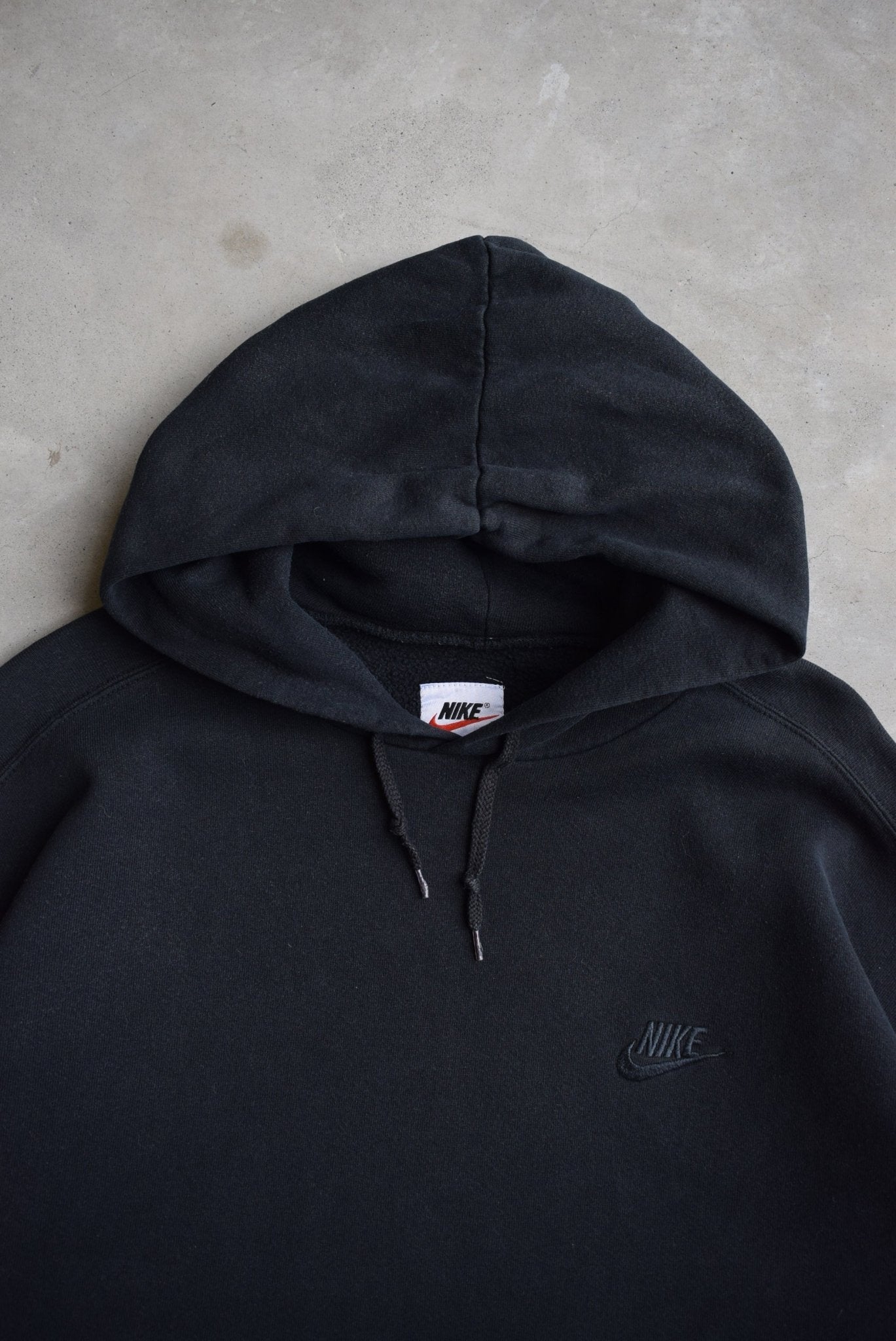 Nike Black Embroidered Swoosh Hoodie — 1990s (XXL) - Retrospective Store