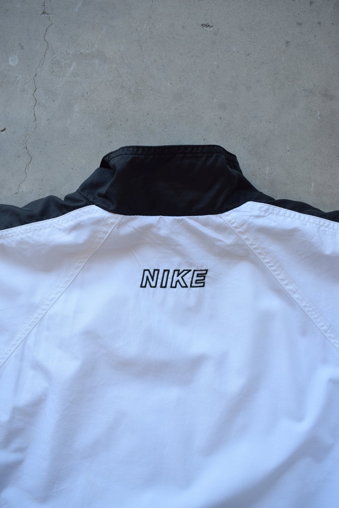 Nike Black & White Embroidered Swoosh Jacket — 1990s (M) - Retrospective Store